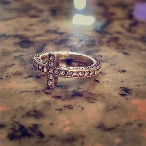 Rhinestone cross ring